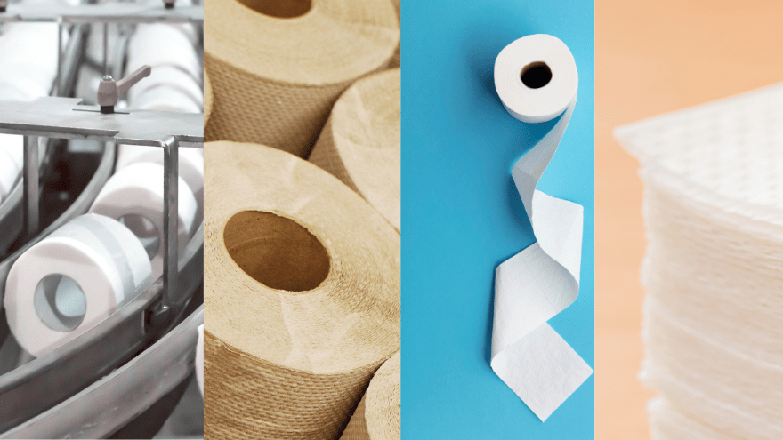 Different type of tissue rolls and tissue paper