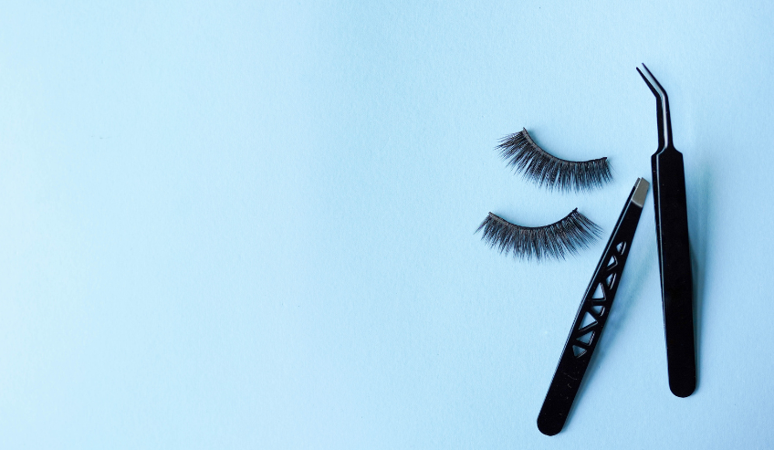 Professional black stainless steel eyelash extension tweezers