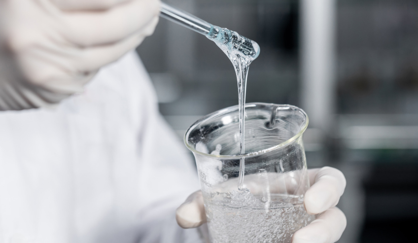 Water based polymer being tested