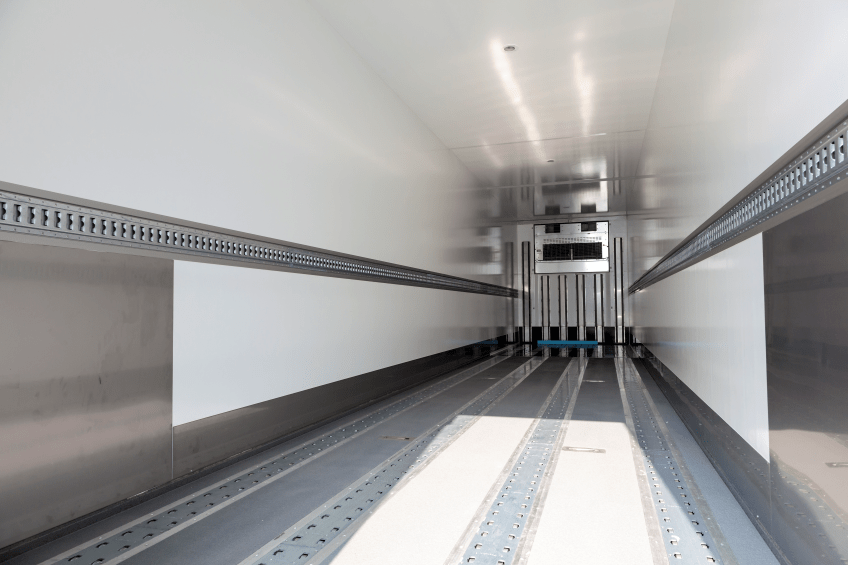 Inside of a refrigerated trailer van