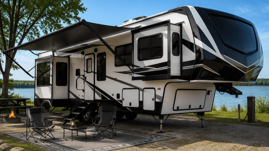 RV parked at campsite